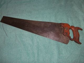 H.  Disston Sons Philada Early Hand Saw,  23” With Emblem Antique Vintage