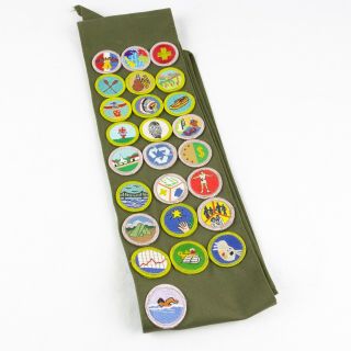 Boy Scout Sash With 25 Merit Badges 36 Inch