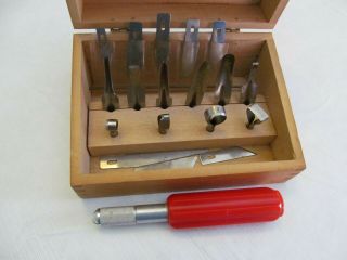 VTG X - ACTO Knife Wood Carving Set Handle 18 Blades Dovetailed Box Advertising 2