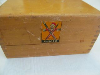 VTG X - ACTO Knife Wood Carving Set Handle 18 Blades Dovetailed Box Advertising 3
