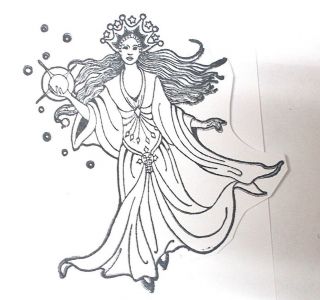 Wiccan Goddess Pagan Lady Queen Fantasy Woman Rubber Stamp Unmounted Die Spirit
