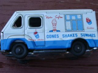 Rare Vintage Toy Tin Litho Friction Truck Advertising Mister Softee Ice Cream