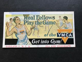 1924 Vintage Ymca Blotter Real Fellows Play Volleyball Gym Game Oakland Ca Ymca