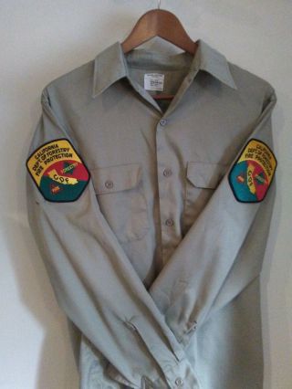 Vintage Cdf,  California Dept.  Of Forestry Fire Protection Shirt,  With 2 Patches