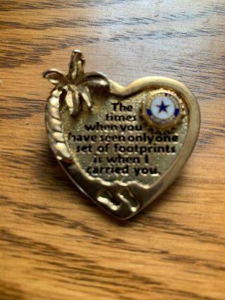 American Legion Auxiliary Signed Covann Heart Gold Tone Brooch/pin 1.  5 "