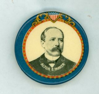 Vintage 1904 President Alton B.  Parker Political Campaign Pinback Button Blue