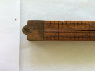 Vintage Rare Folding 2 Ruler Brass Wood Usa