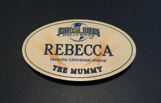 Universal Studios Hollywood Employee Name Badge Rebecca The Mummy Magnet 3 Inch