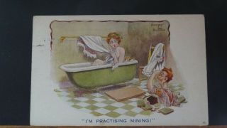 Ww1 Dudley Buxton Comic Postcard: Mining & Lord Derby Recruiting Armlet Theme