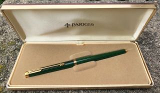 Vintage Green Striped Parker 180 Xm Pen W Case