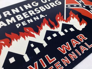 Civil War Centennial Burning Of Chambersburg Pa 1864 - 1964 License Plate Fire