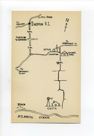 Tiverton,  Little Compton Ri Antique Map Postcard,  Wilbur 