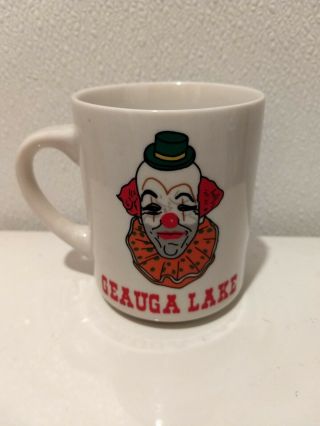 Vintage Geauga Lake Aurora Ohio Amusement Park Clown Coffee Cup Mug