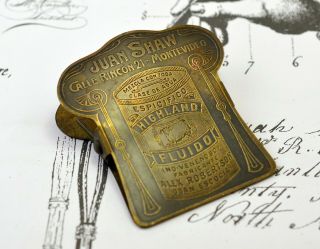 Antique Brass Paper Clip With Advertising,  Germany (r.  X4410)