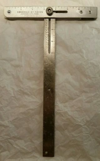 Vintage Aluminum Squangle Square By Mayes No.  B45 Miter Carpenter Angle Level