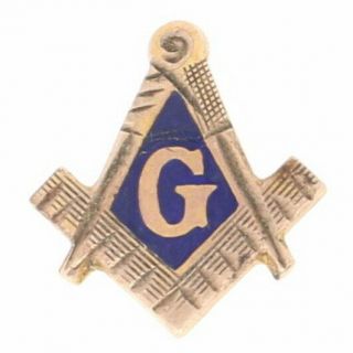 Blue Lodge Master Mason Lapel Pin - 10k Yellow Gold Enamel Masonic