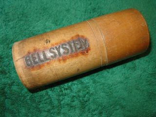 Vintage Round Wooden Drill Bit Index With Screw On Cover " Bell System " 2 " X 5 "