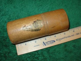 Vintage Round Wooden Drill Bit Index With Screw On Cover 