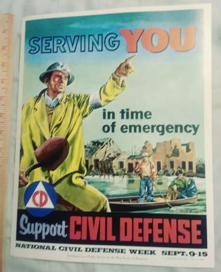 National Civil Defense Week Sept 9 - 15 1956 Poster Boy Scouts Of America Bsa