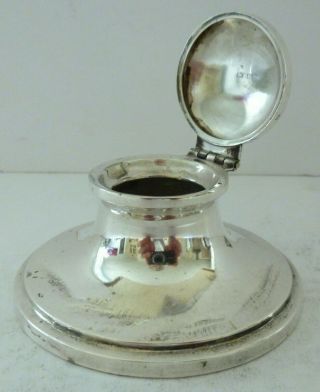 Antique Solid Silver Art Deco Capstan Inkwell William Aitken Desk Top Item 1920