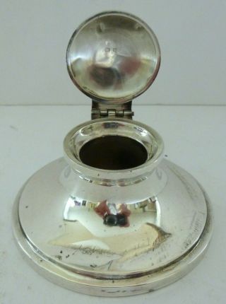 Antique Solid Silver Art Deco Capstan Inkwell William Aitken Desk Top Item 1920 8