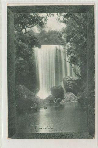 Vintage Postcard 2 X Q.  I.  T.  Bureau Barron Falls & Fishers Falls Qld 1900s