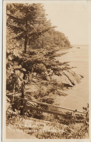 Maine Me Real Photo Rppc Postcard C1920s Little Johns Island Shore Scene