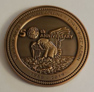 Nasa Apollo 11 50th Anniversary 1969 - 2019 1.  75 " Challenge Coin