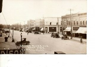 Rppc Main St Groceries Store Fronts Man On Bicycle Howell Mi 954