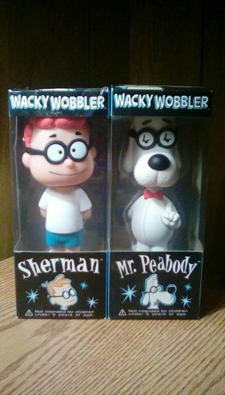Funko Sherman & Mr.  Peabody Wacky Wobblers Bobbleheads Mib
