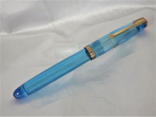 1950s Blue Cleanness Celluloid Fountain Pen Japan Vintage Nos