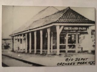 Orchard Park York B&o Rr Station Railroad Depot B&w Real Photo Postcard Rppc