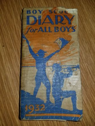 1932 Boy Scout Of America Diary - Illustrated And Vintage Worn Book Rare