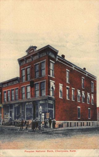 Postcard Peoples National Bank In Cherryvale,  Kansas 117310