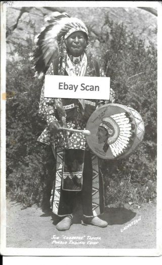 Real Photo Postcard - Pueblo Indian Chief - Joe Cherepee Tafoya,  Colorado Springs,  Co