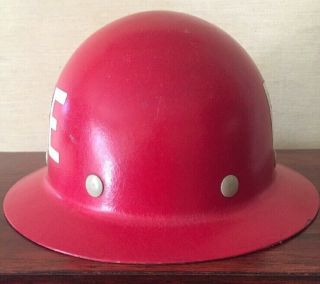 Vintage Fire Red Hard Hat Safety Helmet Superglass Firefighter 3