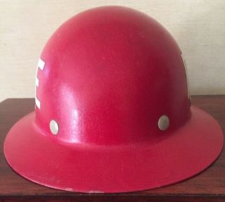 Vintage Fire Red Hard Hat Safety Helmet Superglass Firefighter 4