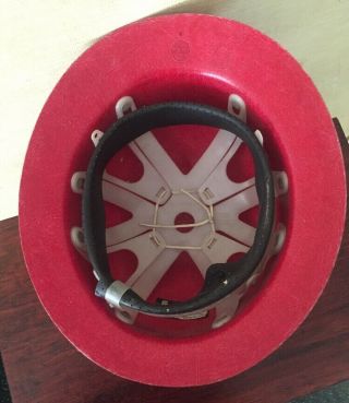 Vintage Fire Red Hard Hat Safety Helmet Superglass Firefighter 5