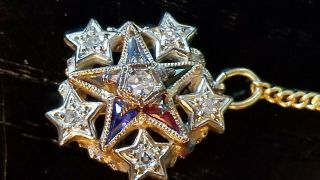 Vintage 10k Solid Gold,  Diamond Masonic Eastern Star Pin W /gemstones.  2.  17 Gms.
