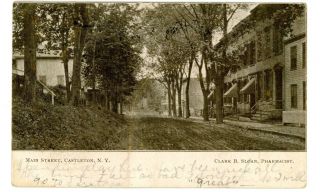 Castleton Ny - View Down Main Street - Postcard Rensselaer County