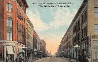 Mitchell Street From Terminal Station Atlanta Georgia Deltiology Postcard 1914