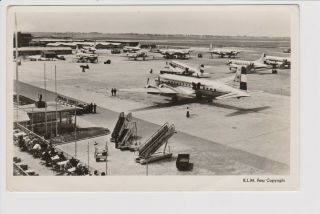 Vintage Rppc Klm K.  L.  M.  Fleet Douglas & Convair @ Schiphol Airport