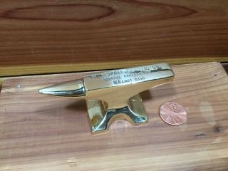 Vintage Miniature Brass Anvil Advertising Paperweight - Tri - State Constr.  Co