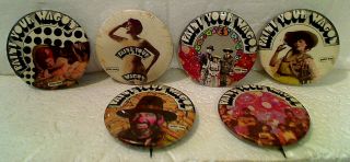 Peter Max Artwork " Paint Your Wagon " Scarce Complete Six Pinback Button Set