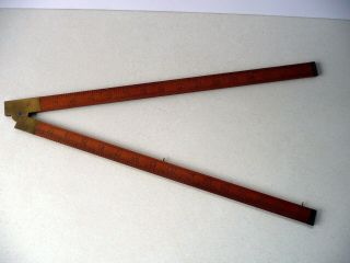 English Vintage Antique Wood Ruler 3 - Foot Long,  2 - Fold,  J.  H.  Adams,  Liverpool Uk