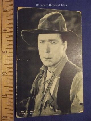 1920s - 1940s Arcade Card Wm S Hart Silent Westerns Movie Star Cowboy Blk White