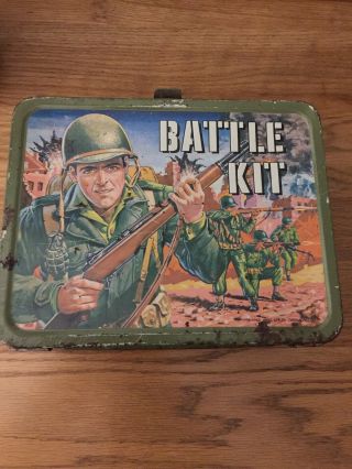 Vintage Metal Battle Kit Lunch Box W/thermos 1965 King - Seeley Thermos Co.  Rare
