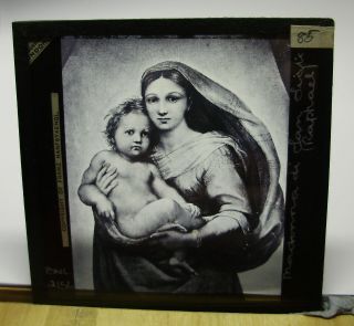 C1900 Raphael Painting Madonna Di San Sisto - Glass Lantern Slide