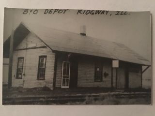 Ridgway Illinois B&o Rr Station Railroad Depot B&w Real Photo Postcard Rppc