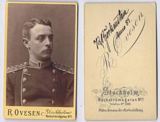 Cdv Photo Military Officer With Signature Carte De Visite By Oveson Of Stockholm